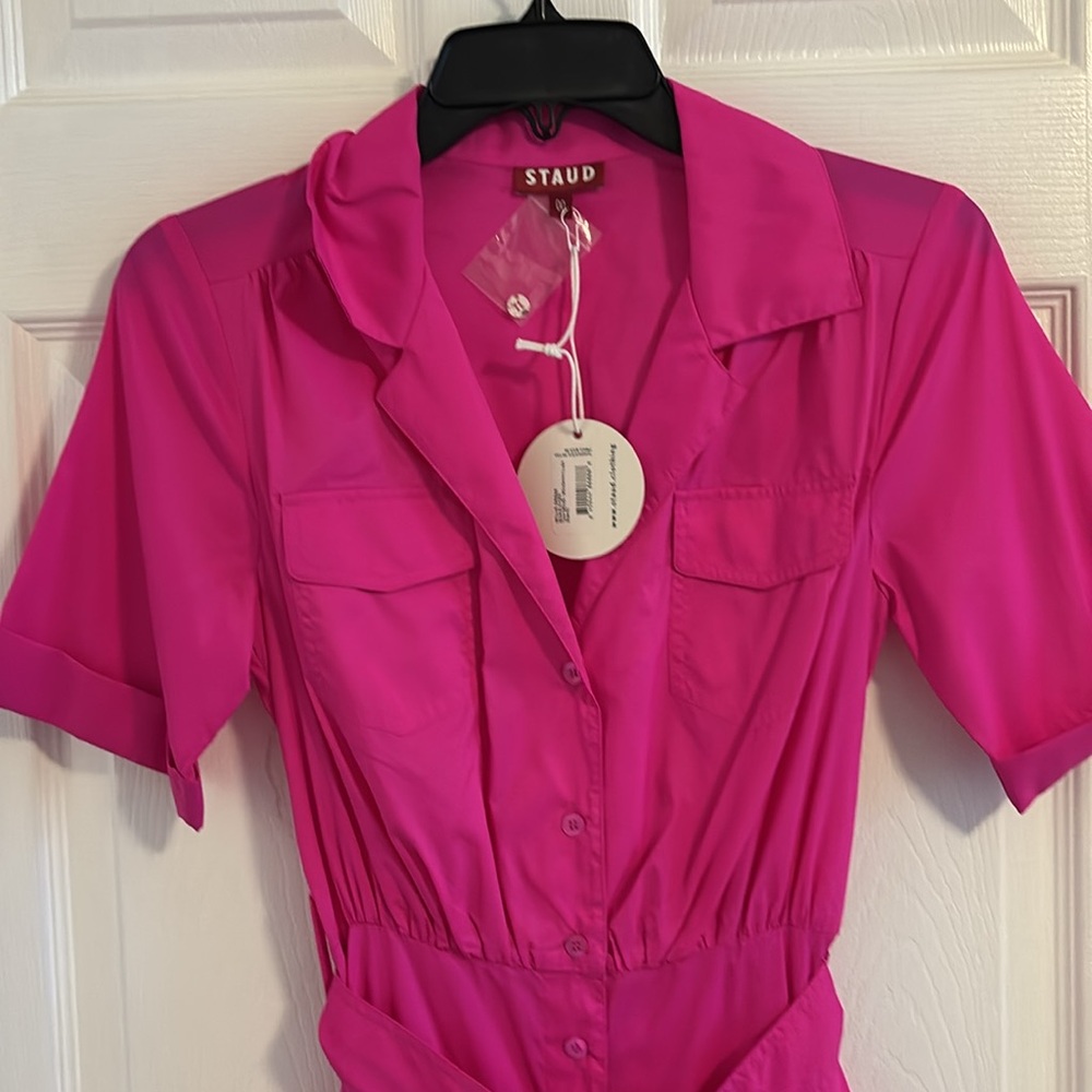 Staud Shirt Dress Millie Pink Maxi Dress Fits Size 4 BNWT - Picture 8 of 10